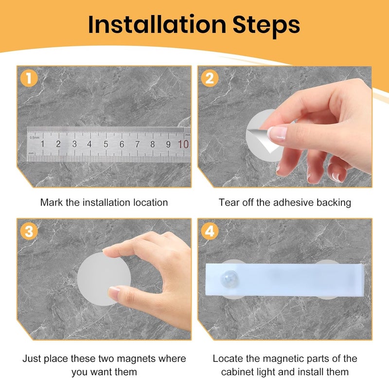 TNJPSEK 24 Pack Under Cabinet Light Metal Adhesive Strips for Magnetic LED Lights, Replacement Iron Plates Sticky Mounting Brackets for Closet Kitchen Wardrobe Counter Lighting Holders (Not Magnetic) - Image 4